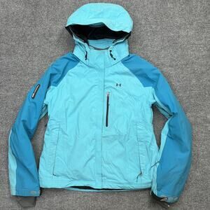 Under Armour Jacket Womens XL Blue Hooded ColdGear RECCO Ski Snow Winter Coat
